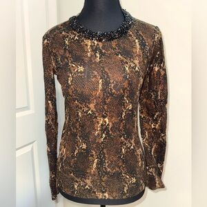 INC brown snake print long-sleeve top